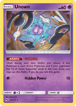Unown Lost Thunder 92/214