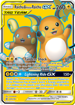 Raichu & Alolan RaichuTag Team GX Unified Minds 220/236