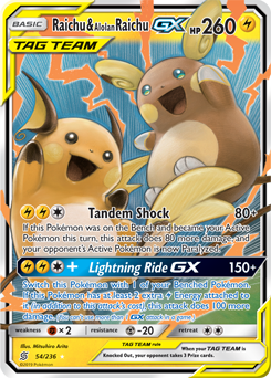 Raichu & Alolan RaichuTag Team GX Unified Minds 54/236